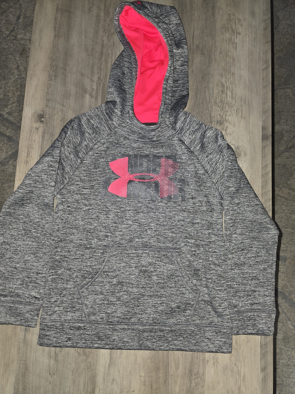 Under Armour Girls' Gray Hoodie with Pink Logo